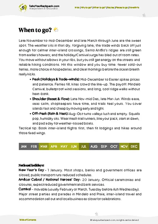example page 3 from our offline Travel Guide for Cabo Verde